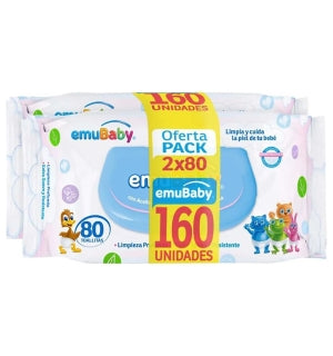 Toallas Humedas EmuBaby pack x2 con Tapa