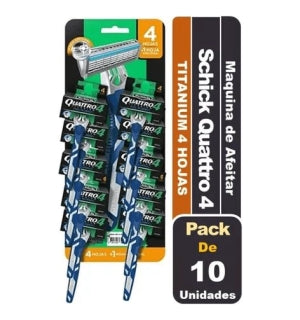 Afeitadoras Schick Quattro Titanium 4 Carton 10Uni