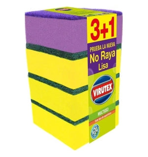 Esponja Virutex 3+1 Lisa paq de 12uni