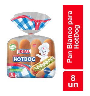 Pan de hot dog Ideal 80gr (8 unidades)